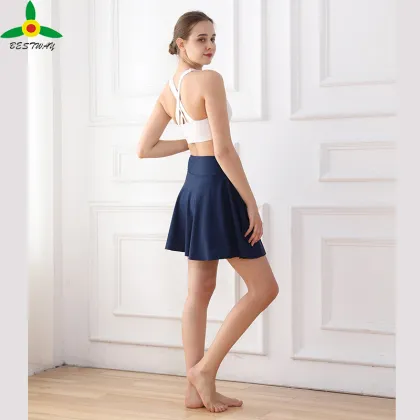 solid pleated tennis skirt