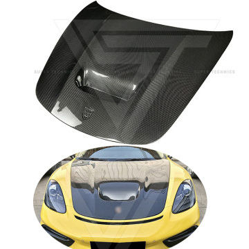 Cover del motore Supertechinics in fibra di fibra di carbonio per Porsche Boxster 718 Copertura del motore 2016-2019