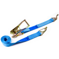 2" 5 Ton 50mm Iron Handle Ratchet Buckle Tie Down Blue Straps With 2 Inch Swan Hooks