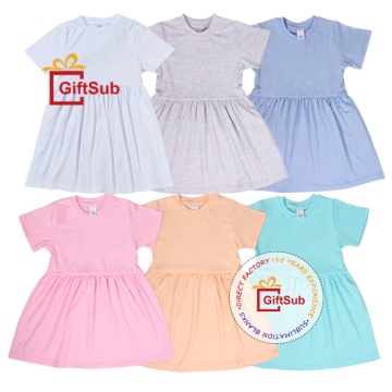 Top 100% Polyester Cotton Ruffle T-shirts and Baby Girl Dresses with Sublimation Print - Short Sleeves for Toddlers