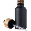 Matte Black Serum Glass Bamboo Dropper Bottle