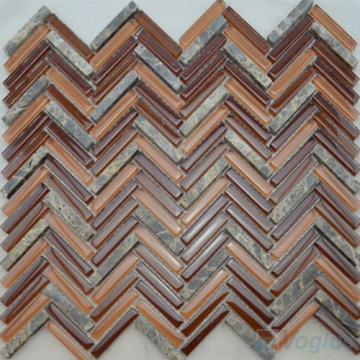 Herringbone Brown Mixed Crystal Glass Wall Mosaic