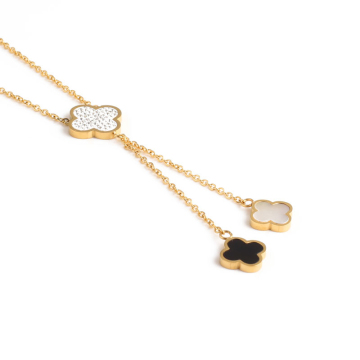 Hx Share Fashion Stainless Steel Gold Plated Clover Pendant Necklace
