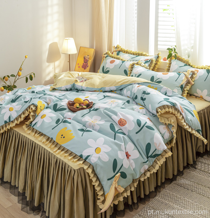 Atacado saia de cama levantada estampada coreana queen size king size