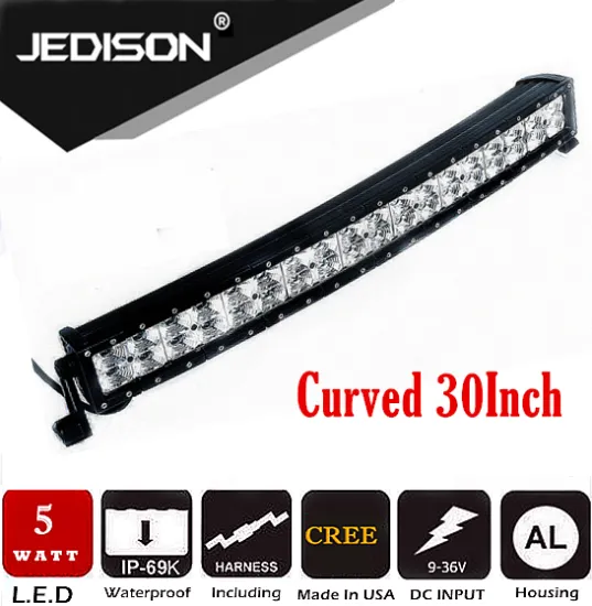 IP69K 5w CR-EE 4X4 30inch 180W Offroad curved LED Light Bar 12v 24v
