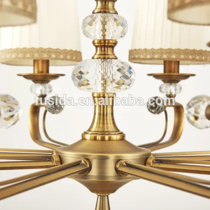 American Design Luxurious Chandelier Pendant Lighting with Crystal and Fabric Lampshade for Decoration