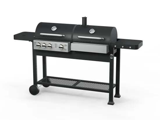 High Quality Dual Fuel Charcoal - Gas Grill Outdoor Barbecue 3 Burners Grill and Charcoal Grill