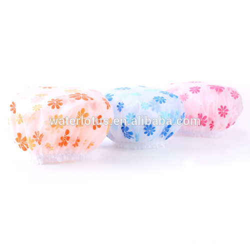 new hot sale Home Products Women/Girls Waterproof Plastic Shower Hat Printing Bouffant Shower Cap