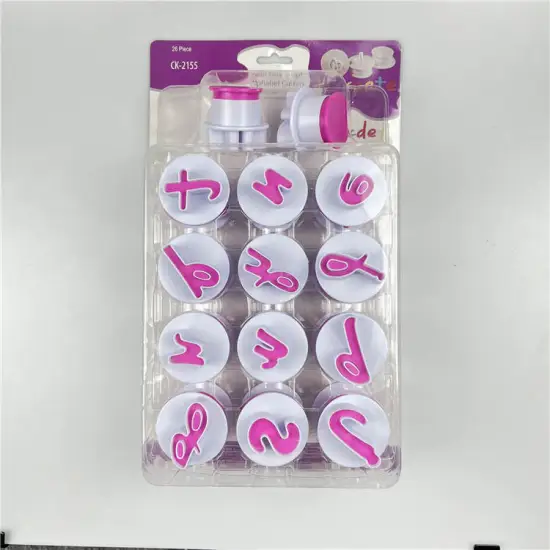 OEM Hot Sale 26PCS ABS Easy Push Script Fondant Alphadet Plunger Cutters
