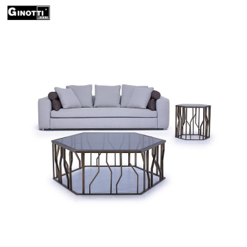 Steel base grey glass top diamond coffee table