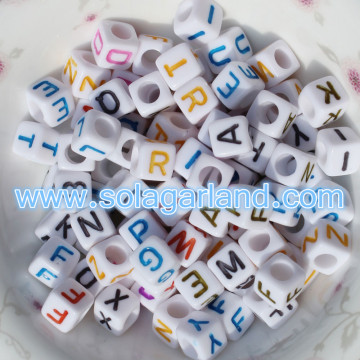 Acryl Kunststoff lose Alphabet Buchstaben Perlen quadratische Würfel Form 6 * 6MM