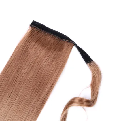 Hot selling straight long wrap around brazilian black clip in pony tail
