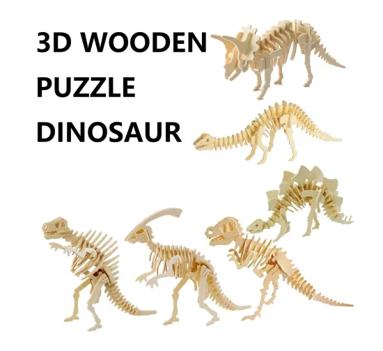 Hands-On Craft: 3D Wooden Puzzle Wild Animals Bundle - An Unfinished Wood Craft STEM Toy for Brain Teasers and Education