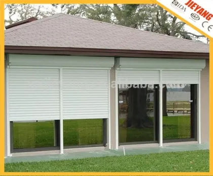 white exterior sun-shade rolling door
