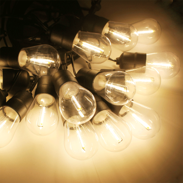 Outdoor LED String Lights Hanging Black Cord Vintage Edison Light Bulbs Waterproof Dimmable Lamps Canopy Patio Lawn String Light