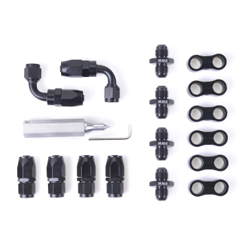 Nylon bện 6an ống nhiên liệu quay đầu cuối - 90 độ, kẹp và bộ chuyển đổi
