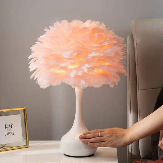 European Style Kids Bedside Lamp: Modern LED Feather Table Lamp for Wedding Rooms, Desks, Hotel Lobby & Bedrooms