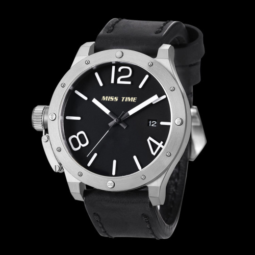 leather bands stainless steel japan movt mens quartz watch
