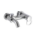 Polished SS Double Handle wall mounted shower faucet