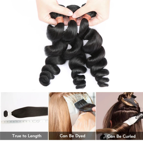 Paquetes de ondas sueltas con cierre de cabello humano 3 paquetes con cierre de encaje Brasil Bundles Bundles Remy Hair Extensión