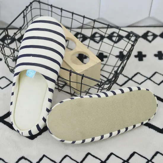 Home Stripe slippers with Faux suede bottom