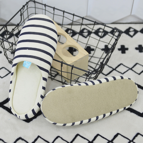 Home Stripe slippers with Faux suede bottom