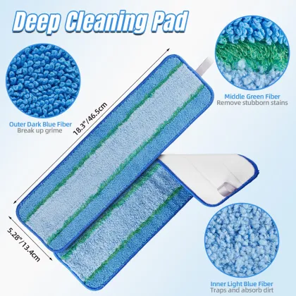 6-Pack Deep Microfiber Dusting Cleaning Pads - Compatible with Bona Hardwood Floor Cleaner Mop Replacements