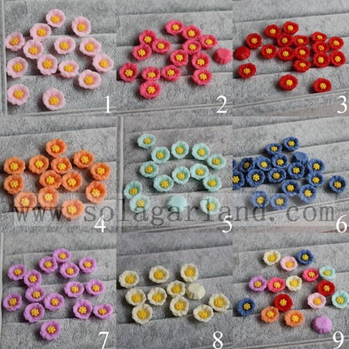 13MM Resin Poppy Flower Flat Back Flower Beads No Hole