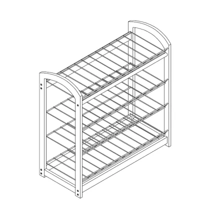 Modern Adjustable Solid Wood and Metal Shoe Rack - Portable Design