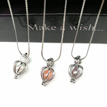 Heart Cage Pendant Silver Plated Pearl Pendant Necklace
