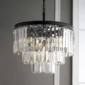 1920 odeon modern glass crystal fringe 3 ring  pendant  lamp