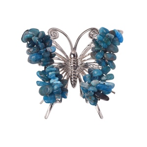 Blue Apatite Butterfly Decoration Healing Crystal Chip Beads Ornament Home Decor Gifts