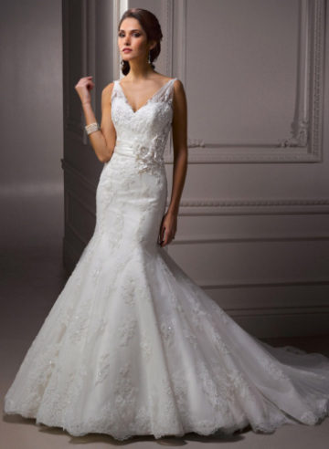 Beaded Satin Wedding Gown 