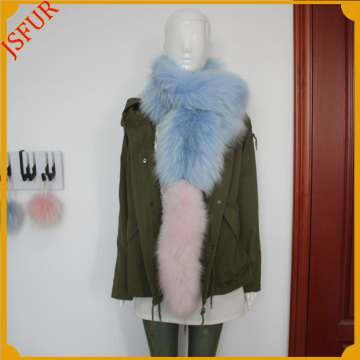 Blue And Pink Women Winter Natural Raccoon Fur Scarf