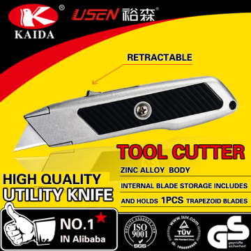 rubber grip industrial tool auto retractable safety utility cutter knife