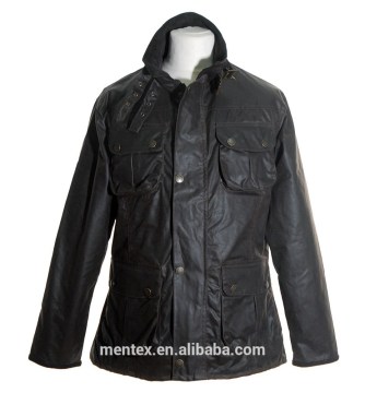 brown Biker waxed jacket with a lot of pockets
