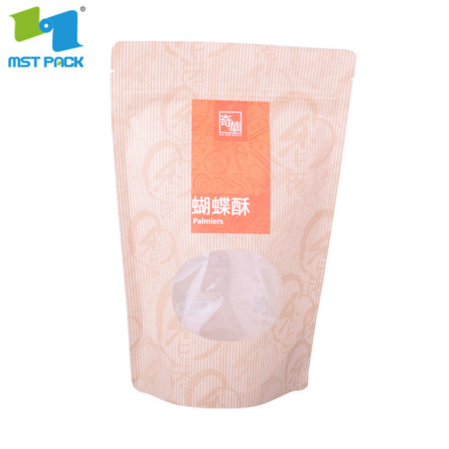 Metallized paper stand up zipper pouches with window