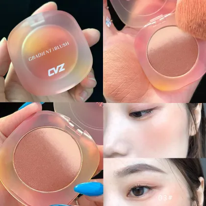 Natural Nude Three-Color Gradient Blush Waterproof Rouge for Brightening Skin