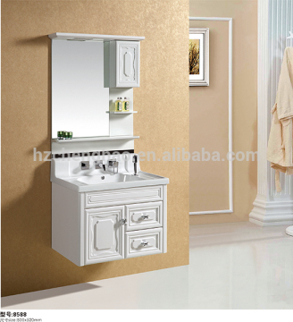 White Modern Wall PVC Bathroom Vanity With Mirror
