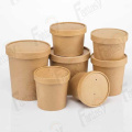 Disposable kraft paper soup bowl with paper lid