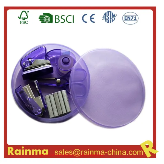 Mini Stapler Set in Round Plastic Box