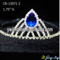 Diamantes de imitación azul boda nupcial tiaras desfile corona