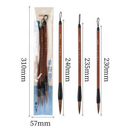 36005 Deli Calligraphy Brush Pen Set - 3 Pcs Light Brown