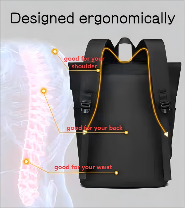 Durable roll-top laptop backpack for commuters