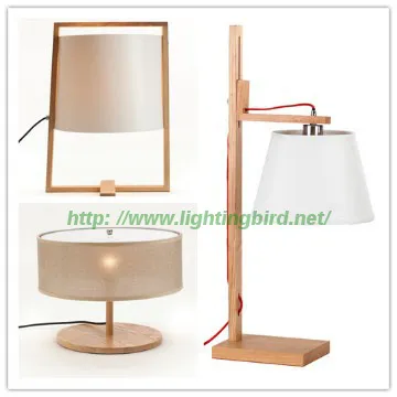 Lightingbird Wooden Table Lamps/Lights With Fabric Shade