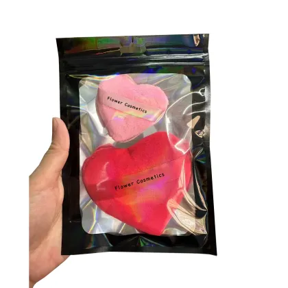 Red Pink Heart Shape Body Powder Puff Loose Powder Container