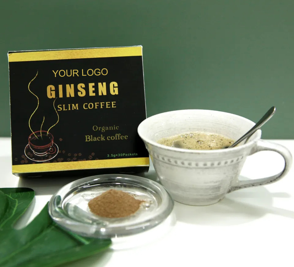 Private Label Natural Ingredient Sugar Free Instant Slim Black Coffee Powder Weight Loss Slimming Ginseng Slim Coffee Powder