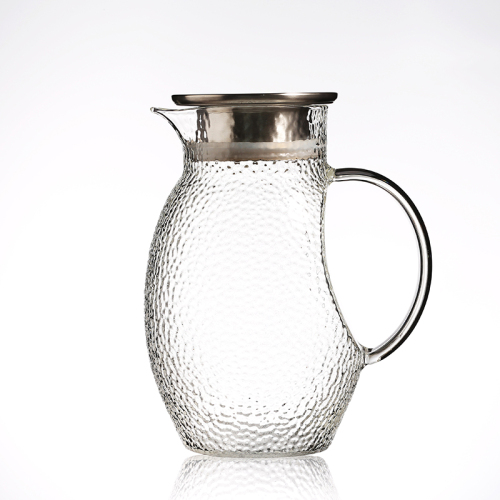 Handgemachter Glaskrug mit Deckel und Ausguss Glaswasserkaraffe