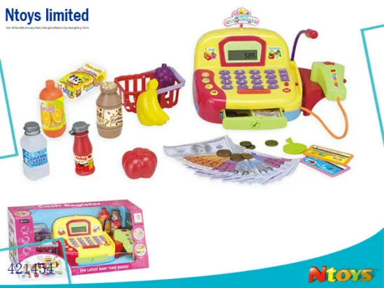 2014 POPULAR PLASTIC KIDS CASHIER DESK W/CALCULATOR,MUSIC,LIGHT,MICROPHONE)NOT INCLUDE BATTERY, 6442905
