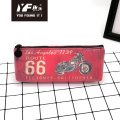 Estuche de lápices de PU retro custom fashion US route66